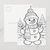 Feestelijke Sneeuwman kinder kleurstof Briefkaart (Voorkant / Achterkant)