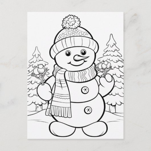 Feestelijke Sneeuwman kinder kleurstof Briefkaart (Voorkant)