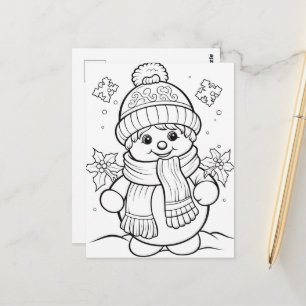 Feestelijke sneeuwman kinder kleurstof briefkaart