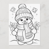 Feestelijke sneeuwman kinder kleurstof briefkaart (Voorkant)