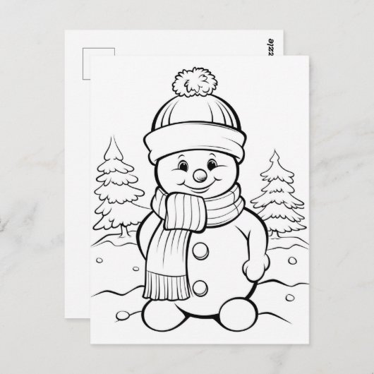 Feestelijke sneeuwman kinder kleurstof briefkaart (Voorkant / Achterkant)