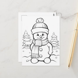 Feestelijke sneeuwman kinder kleurstof briefkaart