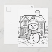 Feestelijke sneeuwman kinder kleurstof briefkaart (Voorkant / Achterkant)