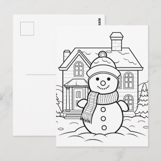 Feestelijke sneeuwman kinder kleurstof briefkaart (Voorkant / Achterkant)