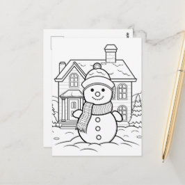 Feestelijke sneeuwman kinder kleurstof briefkaart
