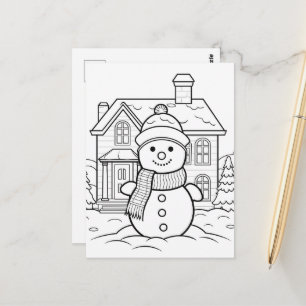 Feestelijke sneeuwman kinder kleurstof briefkaart