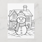 Feestelijke sneeuwman kinder kleurstof briefkaart (Voorkant)