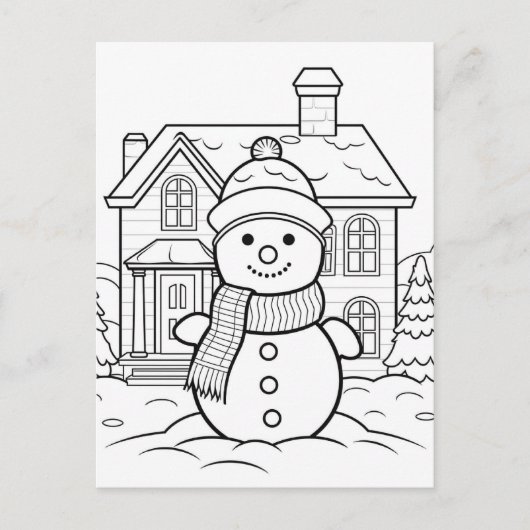 Feestelijke sneeuwman kinder kleurstof briefkaart (Voorkant)