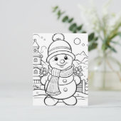 Feestelijke Sneeuwman kinder kleurstof Briefkaart (Staand voorkant)
