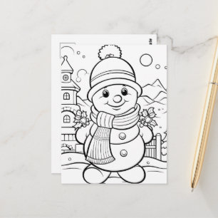 Feestelijke Sneeuwman kinder kleurstof Briefkaart
