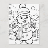 Feestelijke Sneeuwman kinder kleurstof Briefkaart (Voorkant)