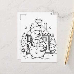 Feestelijke Sneeuwman kinder kleurstof Briefkaart