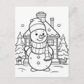 Feestelijke Sneeuwman kinder kleurstof Briefkaart (Voorkant)