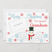 Feestelijke Sneeuwman Kleinzoon Gift Kaart Houder (Voorkant)