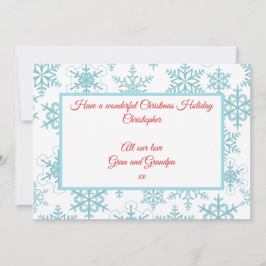 Feestelijke Sneeuwman Kleinzoon Gift Kaart Houder (Achterkant)