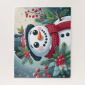 Feestelijke Sneeuwman Met Botanicals Legpuzzel (Verticaal)