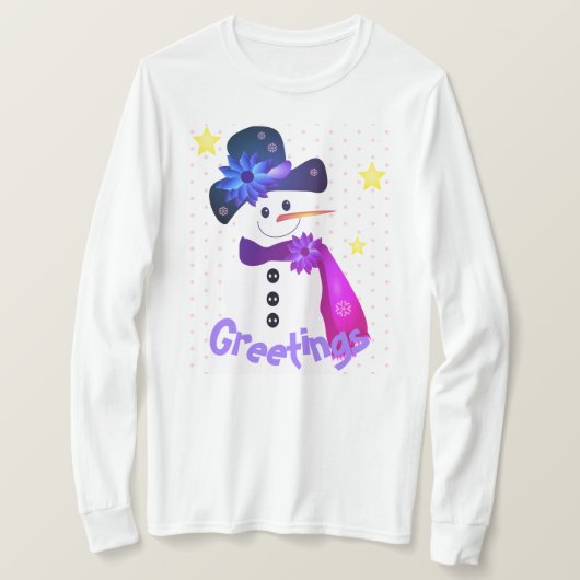 Feestelijke Sneeuwman Mode T-shirt (Design voorkant)