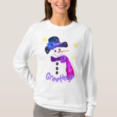 Feestelijke Sneeuwman Mode T-shirt (Voorkant)