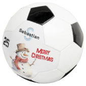 Feestelijke sneeuwman monogrammed vrolijke kerst voetbal (Drie kwart)