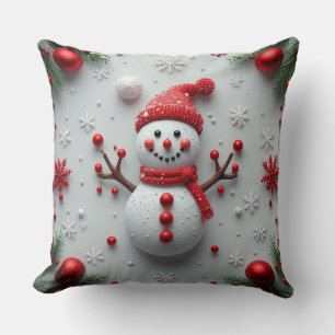 Feestelijke Sneeuwman Ontwerp met Kerstversiering Kussen