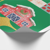 Feestelijke Sneeuwman & Schuur Kerstverpakking Pap Cadeaupapier (Hoek)