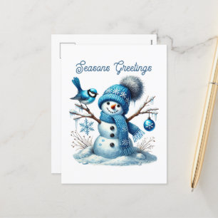 Feestelijke sneeuwman Seizoenen Groeten Feestdagenkaart