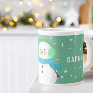 Feestelijke Sneeuwman Sneeuwvlok Kerst Mis op Maat Grote Koffiekop