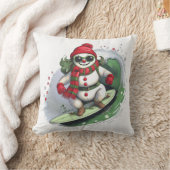 Feestelijke sneeuwman surfen op de Feestdagen kuss Kussen (Deken)