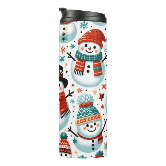 Feestelijke sneeuwman thema met kleurrijk winterde thermosbeker (Geroteerd rechts)