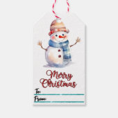 Feestelijke sneeuwman vakantie cadeau label cadeaulabel (Voorkant)