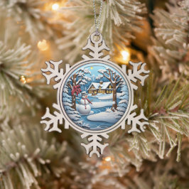 Feestelijke sneeuwman vakantie tin sneeuwvlok ornament