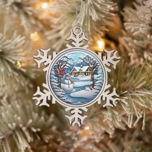 Feestelijke sneeuwman vakantie tin sneeuwvlok ornament (Boom)