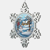 Feestelijke sneeuwman vakantie tin sneeuwvlok ornament (Rechts)