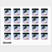 Feestelijke Sneeuwman Vierkante Sticker (Vel)