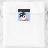 Feestelijke Sneeuwman Vierkante Sticker (Tas)