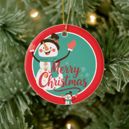 Feestelijke Sneeuwman Vrolijk Kerst Lippenbalsem Keramisch Ornament