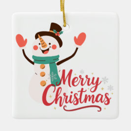 Feestelijke Sneeuwman Vrolijk Kerst Lippenbalsem Keramisch Ornament