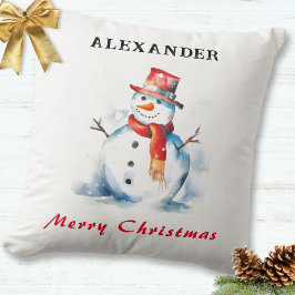 Feestelijke Sneeuwman Whimsical Aangepaste Prettig Kussen