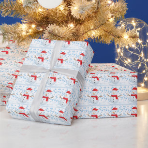 Feestelijke Sneeuwman Winter Wonderland Kerstmis Cadeaupapier