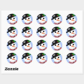 Feestelijke Sneeuwmannen Ronde Sticker (Vel)