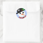 Feestelijke Sneeuwmannen Ronde Sticker (Tas)