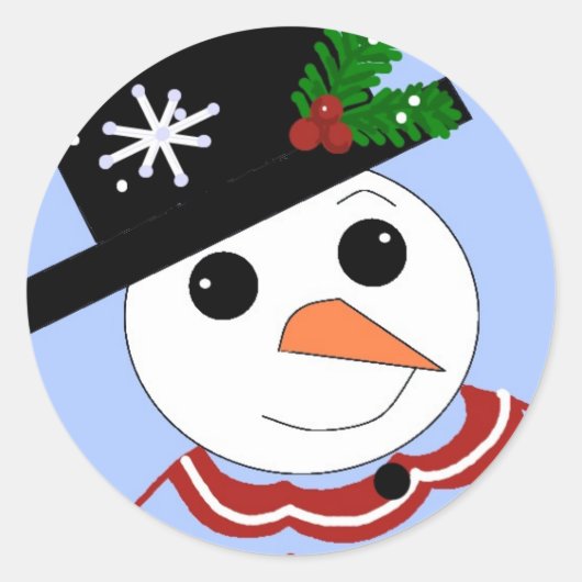Feestelijke Sneeuwmannen Ronde Sticker (Voorkant)
