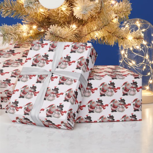 feestelijke  sneeuwpop  cadeaupapier (Feestdagen)