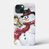 feestelijke sneeuwpop Case-Mate iPhone case (Achterkant)