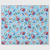 Feestelijke sneeuwpoppen Waterverf kerstpatroon Cadeaupapier (Vlak)