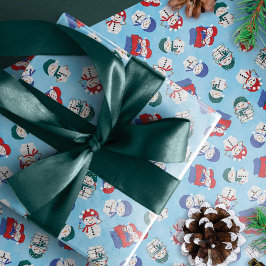 Feestelijke sneeuwpoppen Waterverf kerstpatroon Inpakpapier Vel