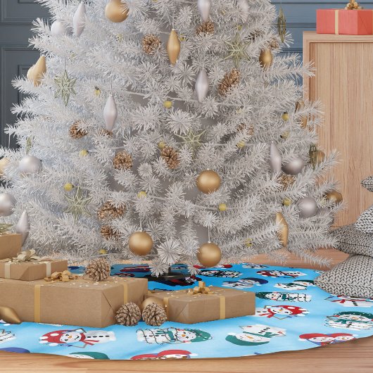 Feestelijke sneeuwpoppen Waterverf kerstpatroon Kerstboom Rok