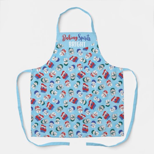 Feestelijke sneeuwpoppen Waterverf kerstpatroon Schort (Voorkant)