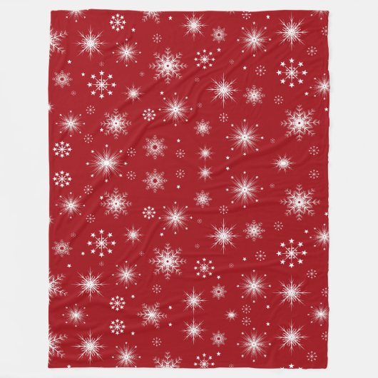 Feestelijke Sneeuwvlok Deken in Levendig Rood (Voorkant)