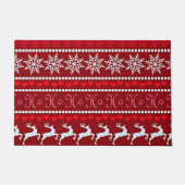 Feestelijke sneeuwvlok en rendierontwerp deurmat (Voorkant)